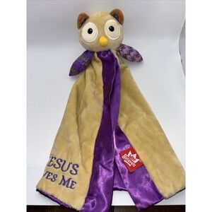 We Believers Owl Jesus Loves Me Baby Lovey Security Blanket Plush